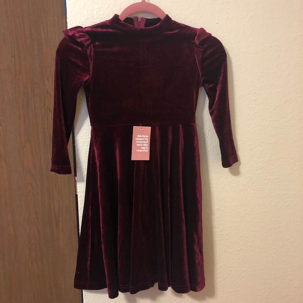 Ivy City Co girls maroon velvet dress - Picture 2 of 5